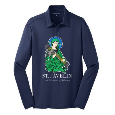 St. Javelin Protector Of Ukraine Silk Touch Performance Long Sleeve Polo