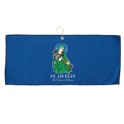 St. Javelin Protector Of Ukraine Large Microfiber Waffle Golf Towel
