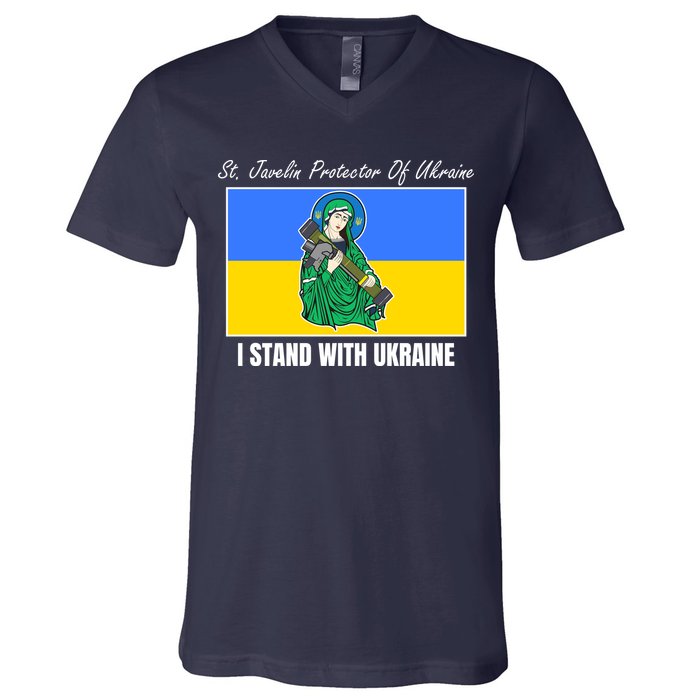 St. Javelin Protector Of Ukraine I Stand With Ukraine V-Neck T-Shirt