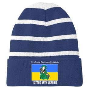 St. Javelin Protector Of Ukraine I Stand With Ukraine Striped Beanie with Solid Band