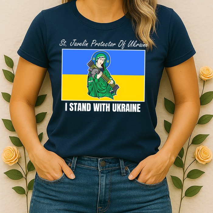 St. Javelin Protector Of Ukraine I Stand With Ukraine Womens T-Shirt