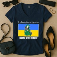 St. Javelin Protector Of Ukraine I Stand With Ukraine Women's V-Neck T-Shirt