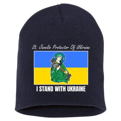 St. Javelin Protector Of Ukraine I Stand With Ukraine Short Acrylic Beanie
