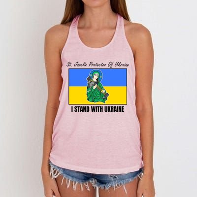 St. Javelin Protector Of Ukraine I Stand With Ukraine Women's Knotted Racerback Tank