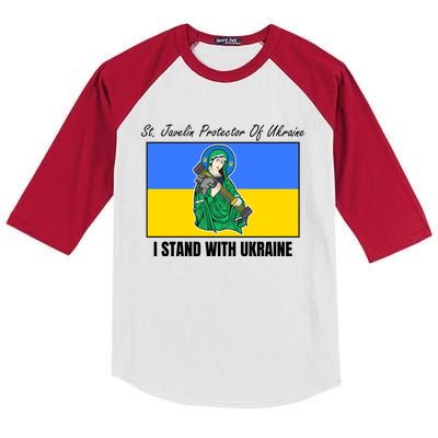 St. Javelin Protector Of Ukraine I Stand With Ukraine Kids Colorblock Raglan Jersey