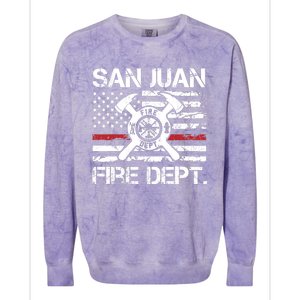 San Juan Puerto Rico Fire Department Thin Red Line Fireman Colorblast Crewneck Sweatshirt