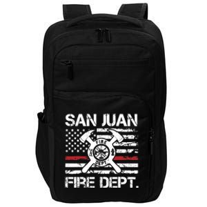 San Juan Puerto Rico Fire Department Thin Red Line Fireman Impact Tech Backpack