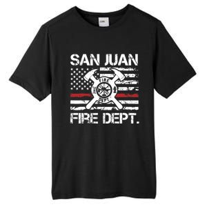 San Juan Puerto Rico Fire Department Thin Red Line Fireman Tall Fusion ChromaSoft Performance T-Shirt