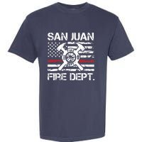 San Juan Puerto Rico Fire Department Thin Red Line Fireman Garment-Dyed Heavyweight T-Shirt