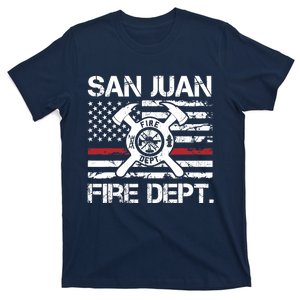 San Juan Puerto Rico Fire Department Thin Red Line Fireman T-Shirt