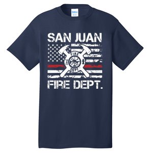 San Juan Puerto Rico Fire Department Thin Red Line Fireman Tall T-Shirt