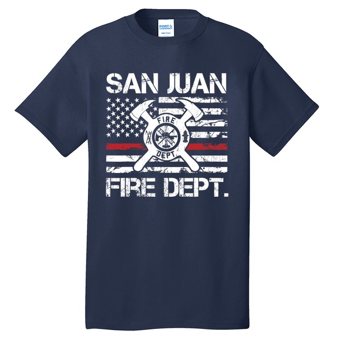 San Juan Puerto Rico Fire Department Thin Red Line Fireman Tall T-Shirt