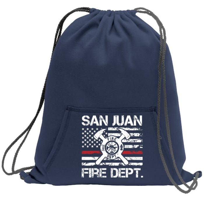 San Juan Puerto Rico Fire Department Thin Red Line Fireman Sweatshirt Cinch Pack Bag