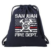 San Juan Puerto Rico Fire Department Thin Red Line Fireman Drawstring Bag