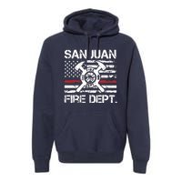 San Juan Puerto Rico Fire Department Thin Red Line Fireman Premium Hoodie