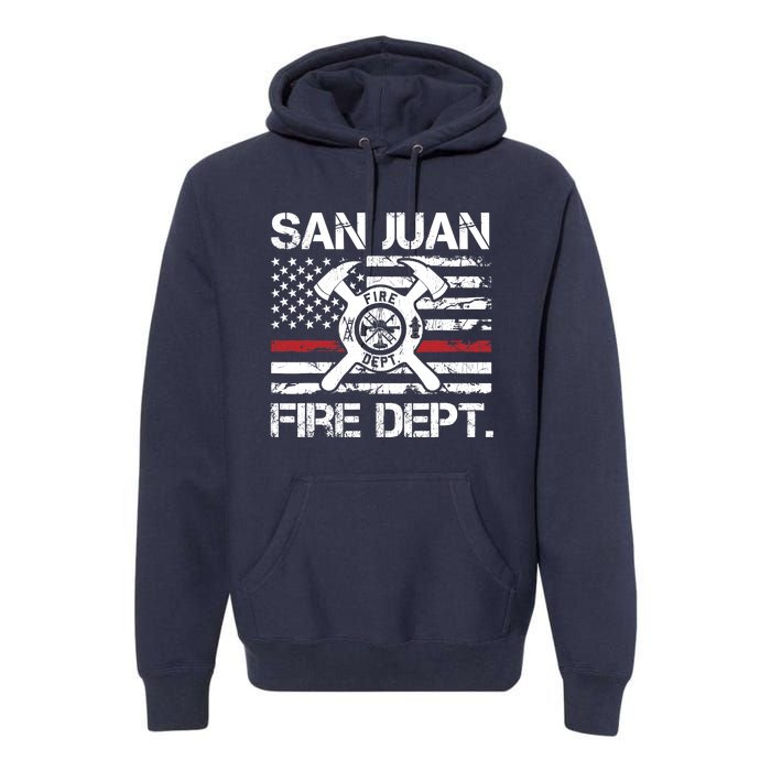 San Juan Puerto Rico Fire Department Thin Red Line Fireman Premium Hoodie