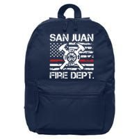 San Juan Puerto Rico Fire Department Thin Red Line Fireman 16 in Basic Backpack