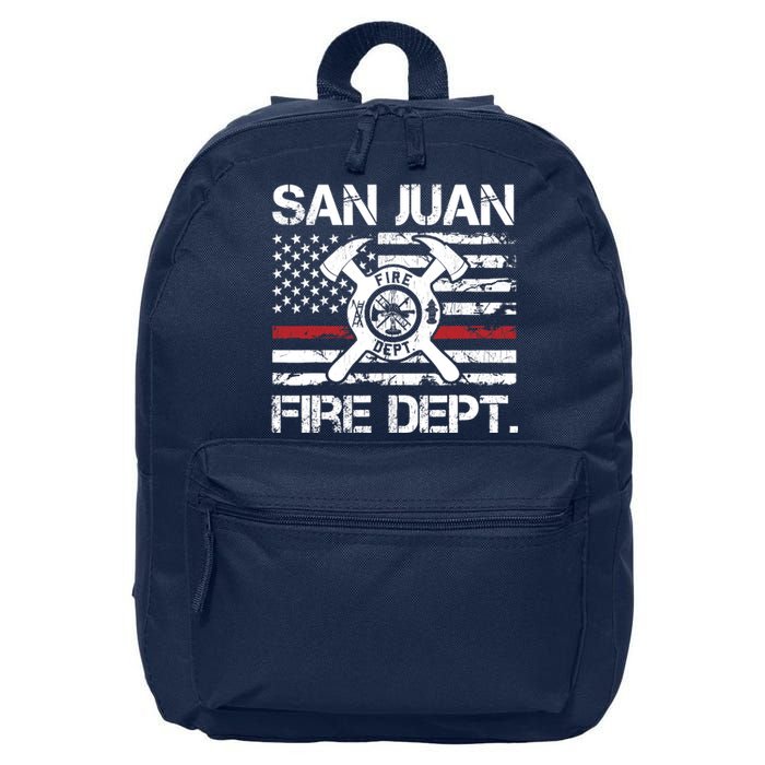 San Juan Puerto Rico Fire Department Thin Red Line Fireman 16 in Basic Backpack