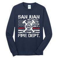 San Juan Puerto Rico Fire Department Thin Red Line Fireman Tall Long Sleeve T-Shirt