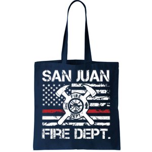 San Juan Puerto Rico Fire Department Thin Red Line Fireman Tote Bag