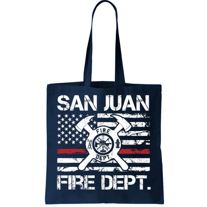 San Juan Puerto Rico Fire Department Thin Red Line Fireman Tote Bag