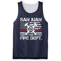 San Juan Puerto Rico Fire Department Thin Red Line Fireman Mesh Reversible Basketball Jersey Tank