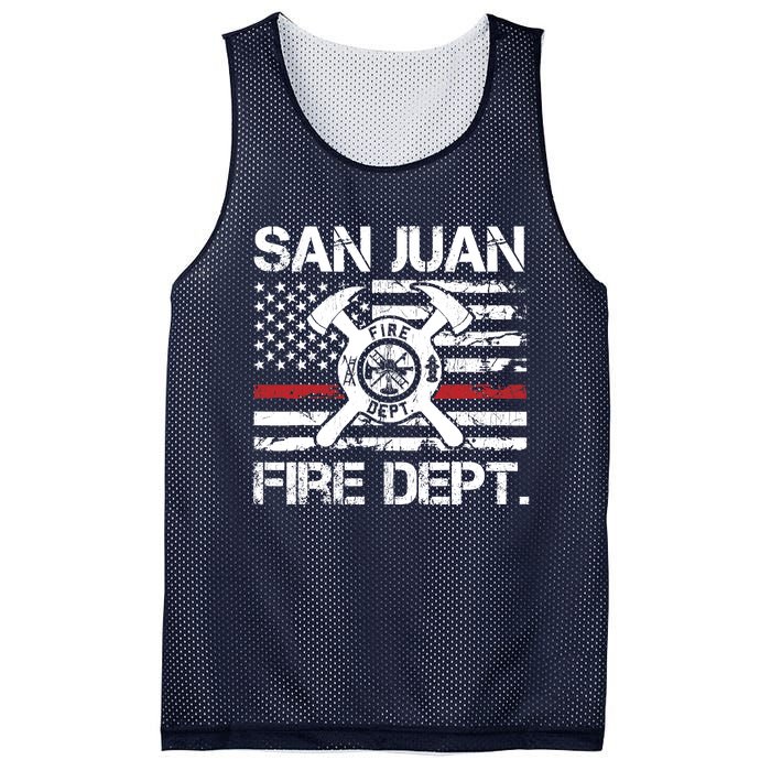 San Juan Puerto Rico Fire Department Thin Red Line Fireman Mesh Reversible Basketball Jersey Tank