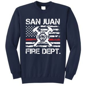 San Juan Puerto Rico Fire Department Thin Red Line Fireman Tall Sweatshirt