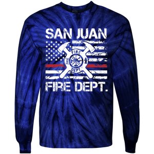 San Juan Puerto Rico Fire Department Thin Red Line Fireman Tie-Dye Long Sleeve Shirt