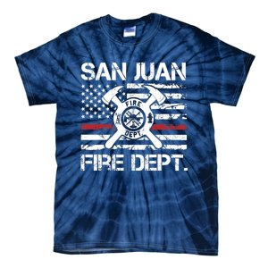 San Juan Puerto Rico Fire Department Thin Red Line Fireman Tie-Dye T-Shirt