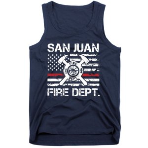 San Juan Puerto Rico Fire Department Thin Red Line Fireman Tank Top