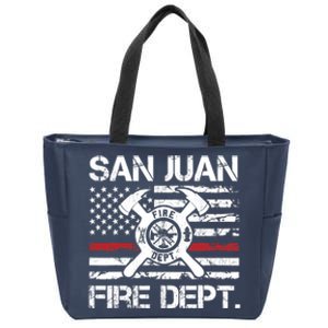 San Juan Puerto Rico Fire Department Thin Red Line Fireman Zip Tote Bag