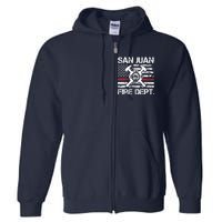 San Juan Puerto Rico Fire Department Thin Red Line Fireman Full Zip Hoodie