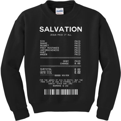 Salvation Jesus Paid It All Christian Kids Sweatshirt