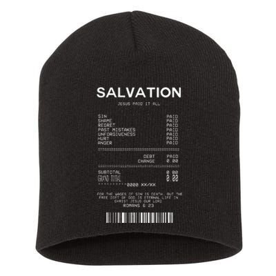 Salvation Jesus Paid It All Christian Short Acrylic Beanie