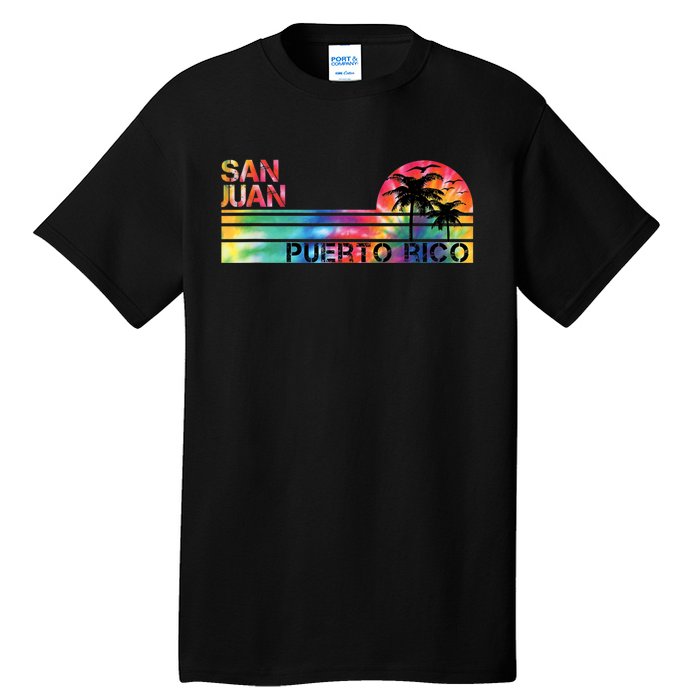 San Juan Puerto Rico Tie Dye Vintage Inspired Striped Tall T-Shirt