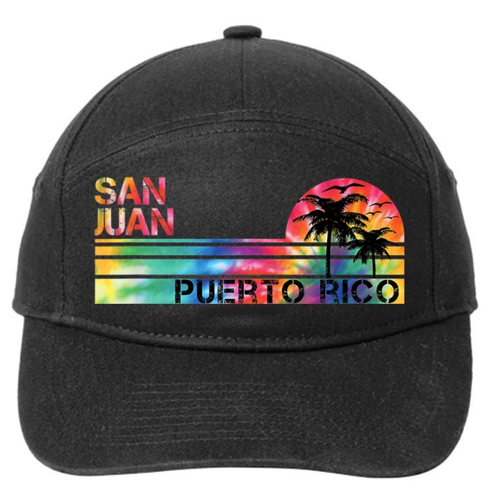 San Juan Puerto Rico Tie Dye Vintage Inspired Striped 7-Panel Snapback Hat