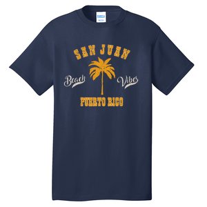 San Juan Puerto Rico Tropical Pam Tree Beach Vibes Retro Tall T-Shirt