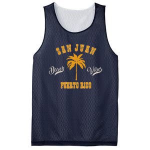 San Juan Puerto Rico Tropical Pam Tree Beach Vibes Retro Mesh Reversible Basketball Jersey Tank