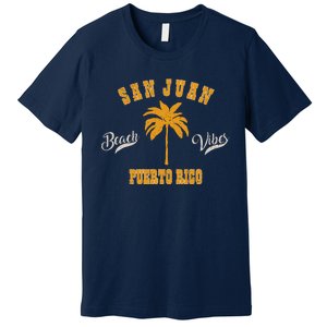 San Juan Puerto Rico Tropical Pam Tree Beach Vibes Retro Premium T-Shirt