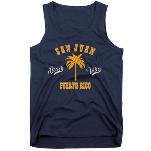 San Juan Puerto Rico Tropical Pam Tree Beach Vibes Retro Tank Top