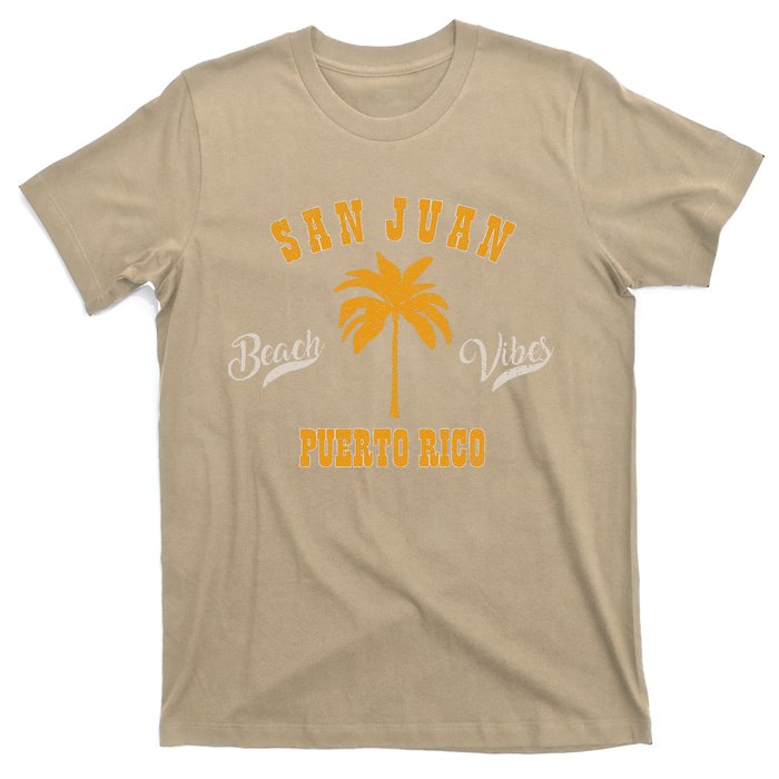 San Juan Puerto Rico Tropical Pam Tree Beach Vibes Retro T-Shirt