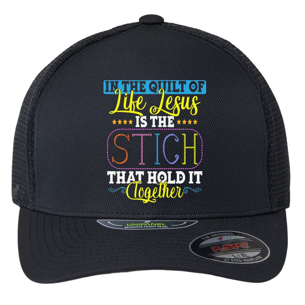 Sewing Jesus Quilting Needle Funny Flexfit Unipanel Trucker Cap