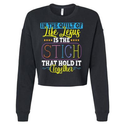 Sewing Jesus Quilting Needle Funny Cropped Pullover Crew
