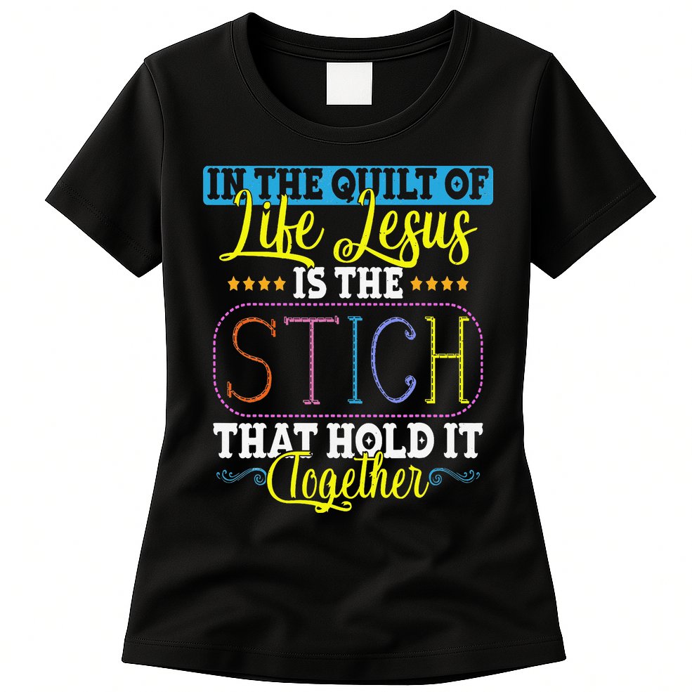 Sewing Jesus Quilting Needle Funny Womens T-Shirt