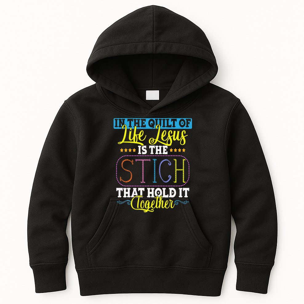 Sewing Jesus Quilting Needle Funny Kids Hoodie
