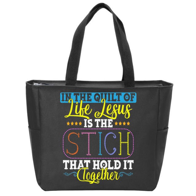Sewing Jesus Quilting Needle Funny Zip Tote Bag