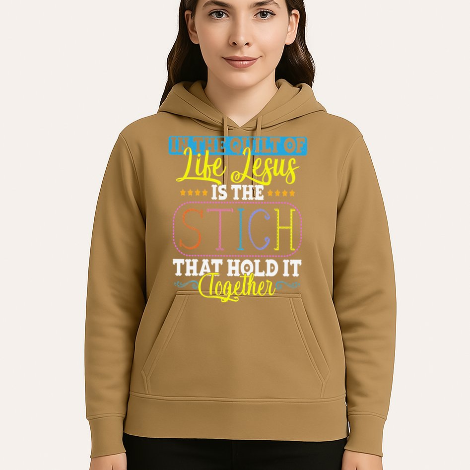 Sewing Jesus Quilting Needle Funny Hoodie