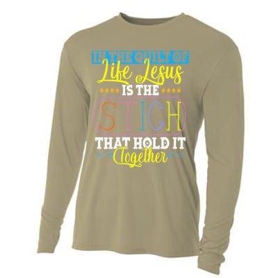 Sewing Jesus Quilting Needle Funny Cooling Performance Long Sleeve Crew
