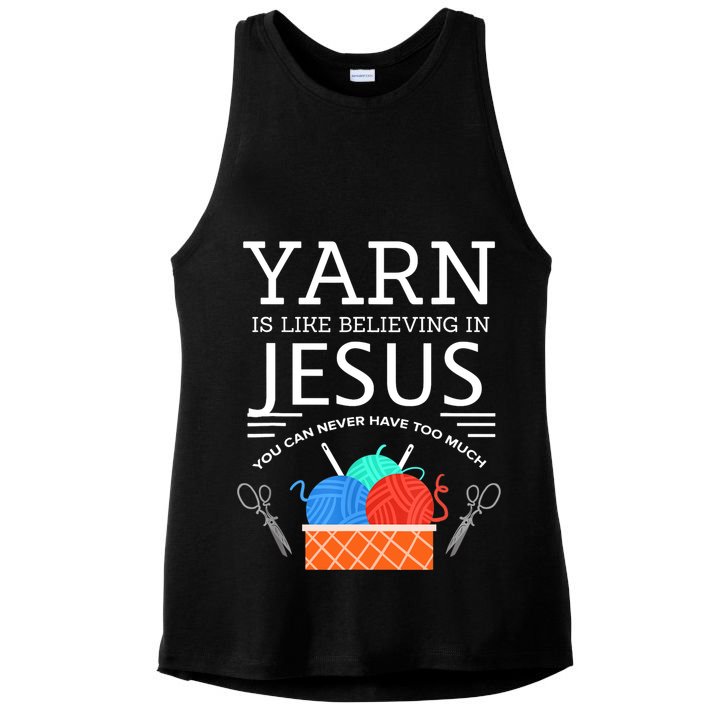 Sewing Jesus Quilting Yarn Needle Christian Ladies PosiCharge Tri-Blend Wicking Tank